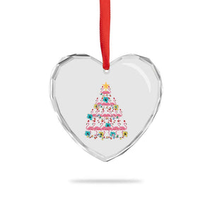 Cute Pink Flamingo Xmas Tree Heart Crystal Glass Ornament With Hibiscus Merry Xmas TS02 Print Your Wear