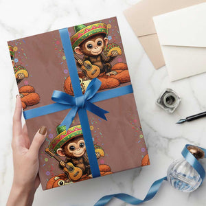 Cute Punch Baby Monkey Cinco De Mayo Wrapping Paper Roll Funny Animal Gift TS12 Mocha Print Your Wear
