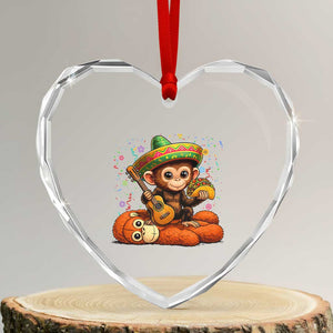 Cute Punch Baby Monkey Cinco De Mayo Heart Crystal Glass Ornament Funny Animal Gift TS12 Transparent Glass 3'' Heart Print Your Wear