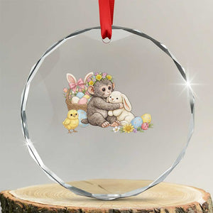 Cute Punch Baby Monkey Easter Crystal Glass Ornament Funny Animal Gift TS12 Transparent Glass 3'' Circle Print Your Wear