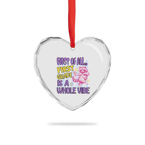 Cute Raccoon 1st Grade Student Teacher Preppy Style Heart Crystal Glass Ornament First of All First Grade Is A Whole Vibe Back To School
