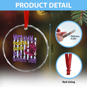 Cute Raccoon 4th Grade Student Teacher Preppy Style Crystal Glass Ornament First of All Fourth Grade Is A Whole Vibe Back To School