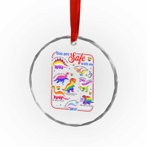 Cute Rainbow Dinosaur LGBTQ Ally Crystal Glass Ornament You Are Safe With Me Pride Month TS02 Print Your Wear