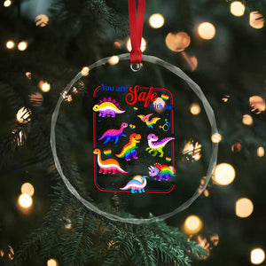 Cute Rainbow Dinosaur LGBTQ Ally Crystal Glass Ornament You Are Safe With Me Pride Month TS02 Print Your Wear