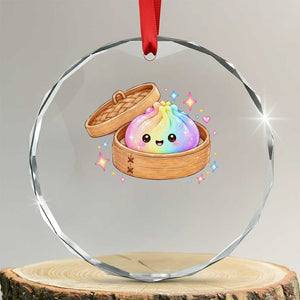Cute Rainbow Dumpling Squishy Crystal Glass Ornament Kawaii Graphic