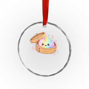 Cute Rainbow Dumpling Squishy Crystal Glass Ornament Kawaii Graphic