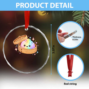 Cute Rainbow Dumpling Squishy Crystal Glass Ornament Kawaii Graphic