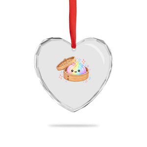 Cute Rainbow Dumpling Squishy Heart Crystal Glass Ornament Kawaii Graphic