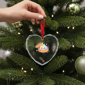 Cute Rainbow Dumpling Squishy Heart Crystal Glass Ornament Kawaii Graphic