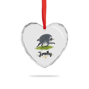 Cute Running Jimothy the Raccoon Heart Crystal Glass Ornament Viral Seattle Trash Panda Meme TS02 Print Your Wear