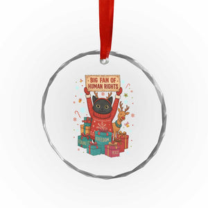Cute Santa Cat Big Fan Of Human Rights Crystal Glass Ornament Christmas Supporters TS12 Print Your Wear