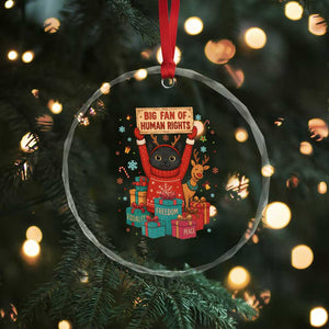 Cute Santa Cat Big Fan Of Human Rights Crystal Glass Ornament Christmas Supporters TS12 Print Your Wear