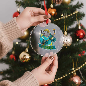 Cute Seal Playing Ice Hockey Crystal Glass Ornament Funny Winter Sports Gift TS12 Print Your Wear