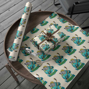 Cute Seal Playing Ice Hockey Wrapping Paper Roll Funny Winter Sports Gift TS12 Beige Print Your Wear