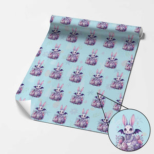 Cute Spooky Easter Bunny Wrapping Paper Roll Pastel Goth Rabbit Gift TS12 Light Blue Print Your Wear