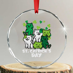 Cute St Catricks Day Crystal Glass Ornament St Patricks Cats Saint Pattys Cat Lover TS02 Transparent Glass 3'' Circle Print Your Wear