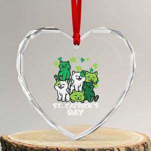 Cute St Catricks Day Heart Crystal Glass Ornament St Patricks Cats Saint Pattys Cat Lover TS02 Transparent Glass 3'' Heart Print Your Wear