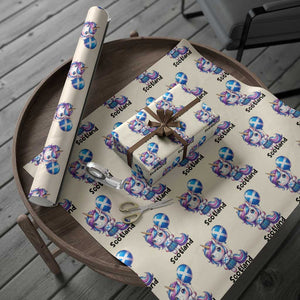 Cute Unicorn Wearing Tartan Kilt Holding Saltire Flag Graphic Wrapping Paper Roll