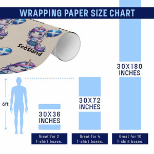Cute Unicorn Wearing Tartan Kilt Holding Saltire Flag Graphic Wrapping Paper Roll