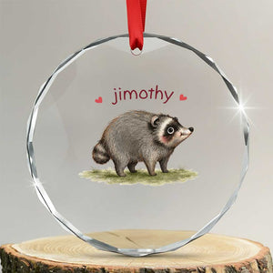 Cute Watercolor Viral Jimothy the Raccoon Crystal Glass Ornament Viral Seattle Trash Panda Meme TS02 Transparent Glass 3'' Circle Print Your Wear
