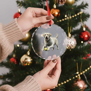 Cute Yellow Labrador Retriever With Tennis Ball Crystal Glass Ornament TS12 Print Your Wear