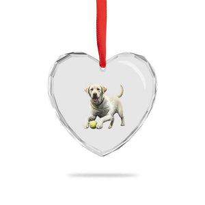 Cute Yellow Labrador Retriever With Tennis Ball Heart Crystal Glass Ornament TS12 Print Your Wear