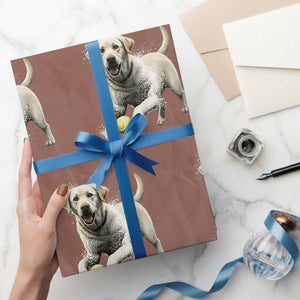 Cute Yellow Labrador Retriever With Tennis Ball Wrapping Paper Roll TS12 Mocha Print Your Wear