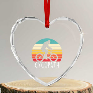 Cycopath Bigfoot Riding Bike Heart Crystal Glass Ornament Funny Bigfoot Cyclist Bicycle Gift