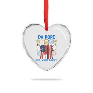 Da Pope Funny 4th of July Heart Crystal Glass Ornament Red White and Holy Patriotic Catholic TS02 Print Your Wear