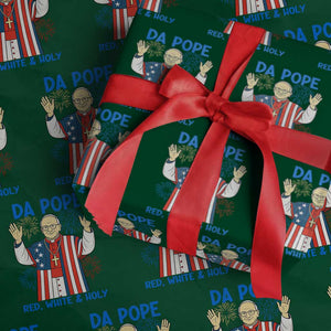 Da Pope Funny 4th of July Wrapping Paper Roll Red White and Holy Patriotic Catholic TS02 Green Print Your Wear