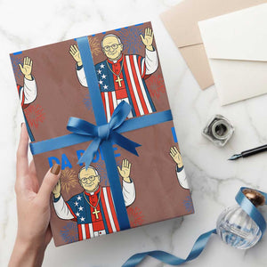 Da Pope Funny 4th of July Wrapping Paper Roll Red White and Holy Patriotic Catholic TS02 Mocha Print Your Wear