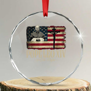 Da Pope Leo XIV Crystal Glass Ornament From America Chicago USA Flag Cross TS10 Transparent Glass 3'' Circle Print Your Wear