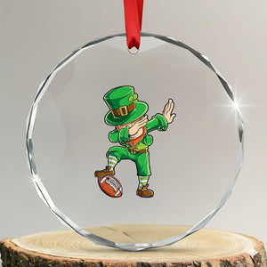 Dabbing Leprechaun Football Crystal Glass Ornament St Patricks Day Sports Lover TS02 Transparent Glass 3'' Circle Print Your Wear