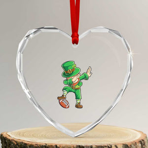 Dabbing Leprechaun Football Heart Crystal Glass Ornament St Patricks Day Sports Lover TS02 Transparent Glass 3'' Heart Print Your Wear