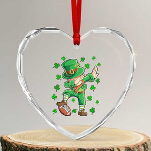 Dabbing Leprechaun Football St Patricks Day Boys Men Sports T-Shirt Heart Crystal Glass Ornament TS12 Transparent Glass 3'' Heart Print Your Wear