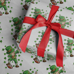 Dabbing Leprechaun Football St Patricks Day Boys Men Sports T-Shirt Wrapping Paper Roll TS12 White Print Your Wear