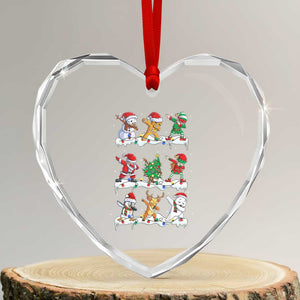 Dabbing Santa Elf Friends Christmas Light Heart Crystal Glass Ornament TS11 Transparent Glass 3'' Heart Print Your Wear
