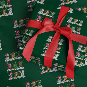Dabbing Santa Elf Friends Christmas Light Wrapping Paper Roll TS11 Green Print Your Wear