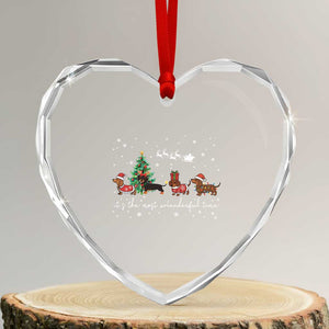 Dachshund Christmas Heart Crystal Glass Ornament Funny Weiner Dog Lovers Its The Most Wienderful Time TS10 Transparent Glass 3'' Heart Print Your Wear