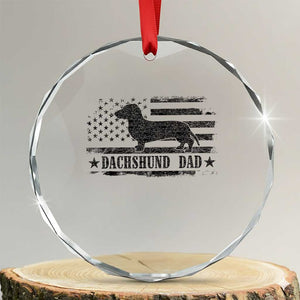 Dachshund Dog Dad Crystal Glass Ornament Fathers Day Gift for Dog Lovers American Flag TS10 Transparent Glass 3'' Circle Print Your Wear