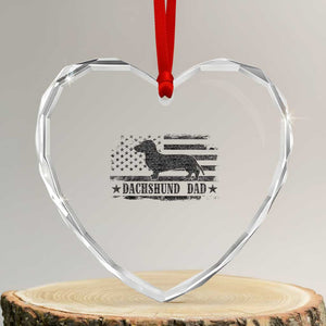 Dachshund Dog Dad Heart Crystal Glass Ornament Fathers Day Gift for Dog Lovers American Flag TS10 Transparent Glass 3'' Heart Print Your Wear