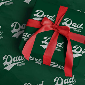 Dad Est 2026 Wrapping Paper Roll Funny New Dad Baby Announcement TS11 Green Print Your Wear