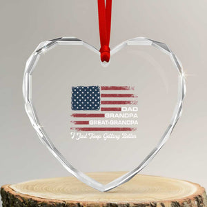 Dad Grandpa Great Grandpa I Just Keep Getting Better Heart Crystal Glass Ornament Vintage American Flag Father's Day