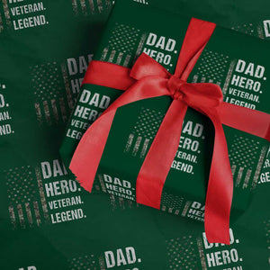 Dad Hero Veteran Legend Camouflage Father's Day Wrapping Paper Roll