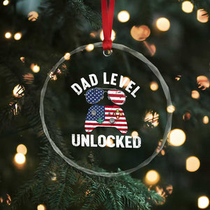 Dad Level Unlocked Crystal Glass Ornament New Dad Gamer American Flag 4th of July TS14 Print Your Wear