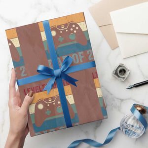 Dad Level Unlocked Wrapping Paper Roll Funny New Dad Gaming Father's Day Gift TS14 Mocha Print Your Wear