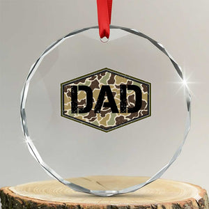 Dad Retro Old Camo Hunting Daddy Fathers Day Crystal Glass Ornament Dad Retro Old Camo Hunting Daddy Fathers Day TS11 Transparent Glass 3'' Circle Print Your Wear