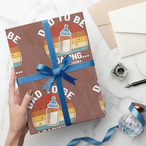 Dad to Be 2026 Wrapping Paper Roll Funny Pregnancy Announcement Gift