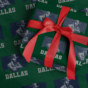 DFC Game Day Wrapping Paper Roll Blue Star Football Game Sport Lover TS11 Green Print Your Wear
