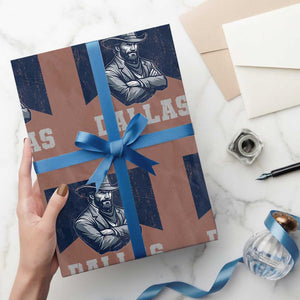DFC Game Day Wrapping Paper Roll Blue Star Football Game Sport Lover TS11 Mocha Print Your Wear